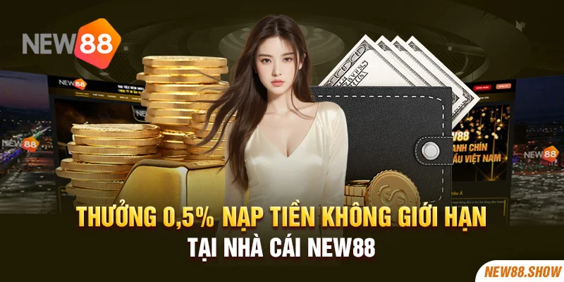 Thưởng 0,5% nạp tiền không giới hạn tại nhà cái New88